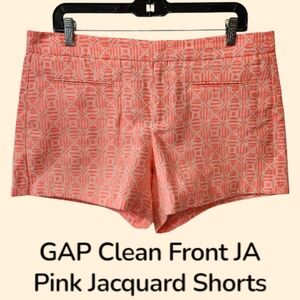 GAP Women's Clean Front Pink Jacquard Flat Front‎ Shorts Sz 10 Neon Preppy